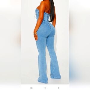 Light blue denim sleeveless jumpsuit ,